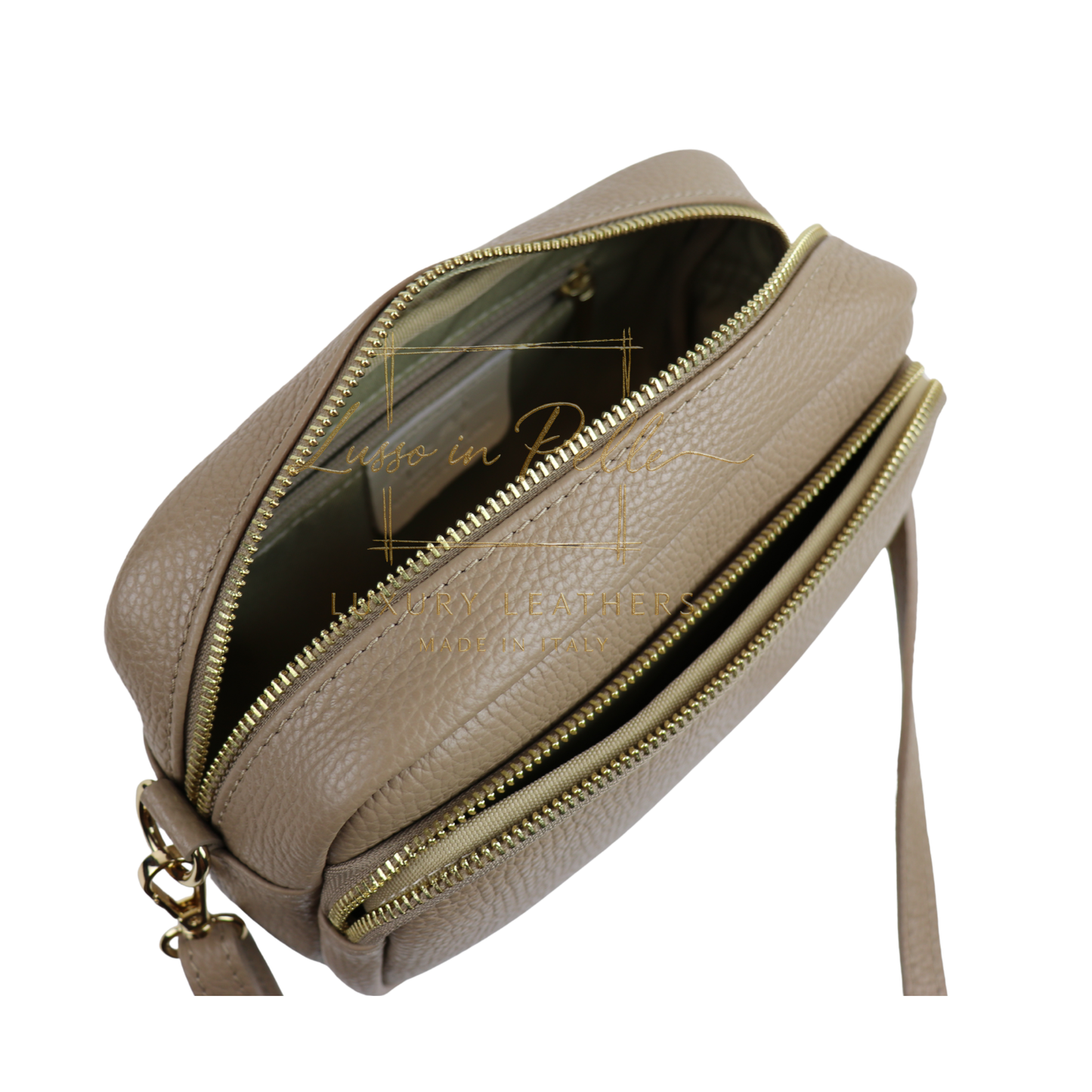 Double Zip Genuine Italian Leather Handbag