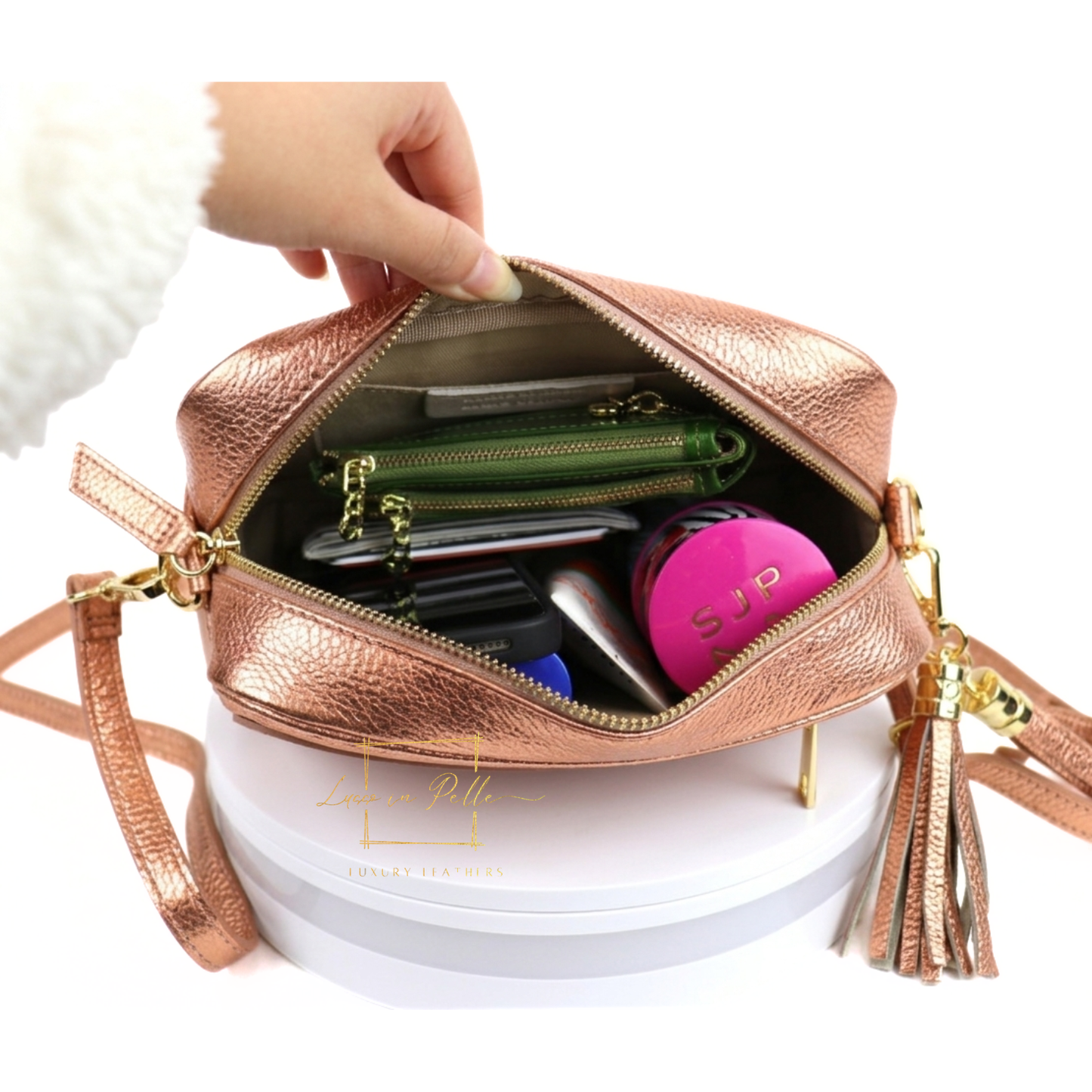 Bella Genuine Italian Pebbled Leather Box Bag