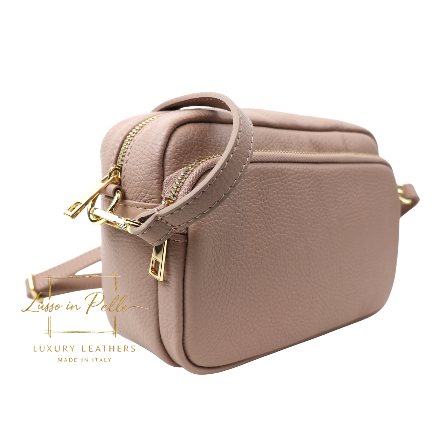 Double Zip Genuine Italian Leather Handbag