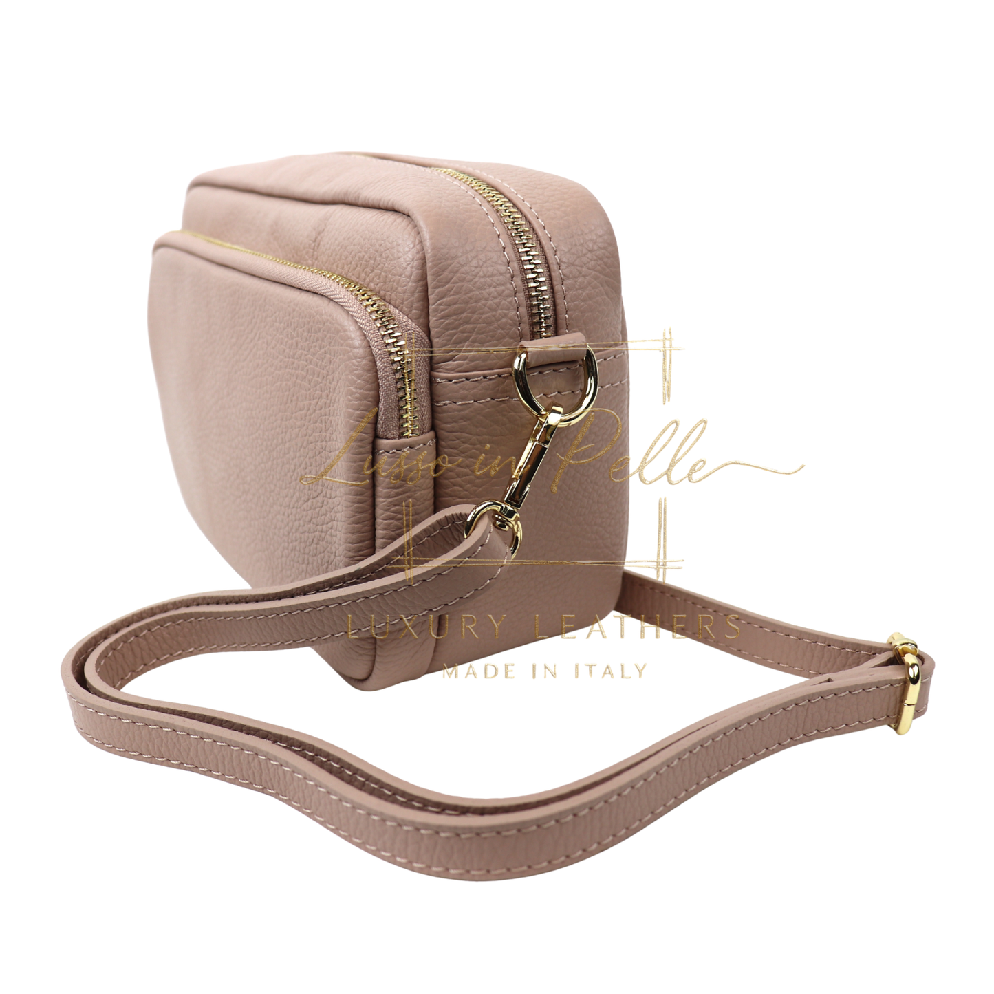 Double Zip Genuine Italian Leather Handbag