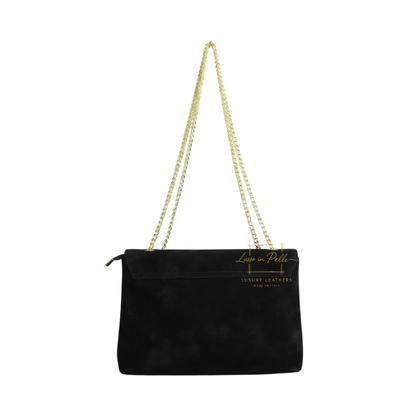 Italian Genuine Leather Scalloped Flap Chain Shoulder Bag
