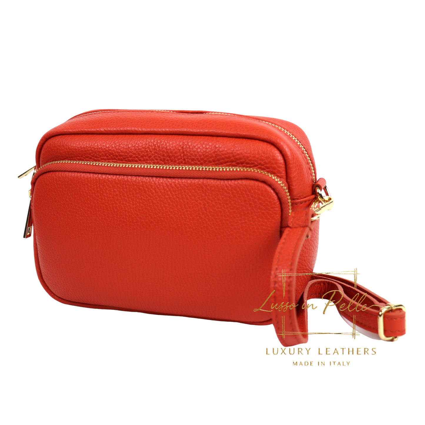 Double Zip Genuine Italian Leather Handbag