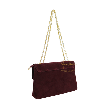 Italian Genuine Leather Scalloped Flap Chain Shoulder Bag