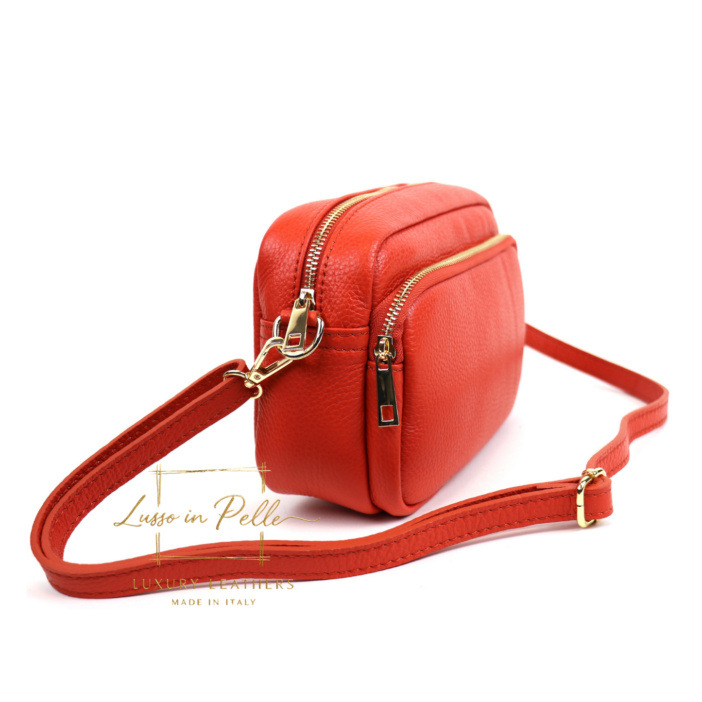 Double Zip Genuine Italian Leather Handbag