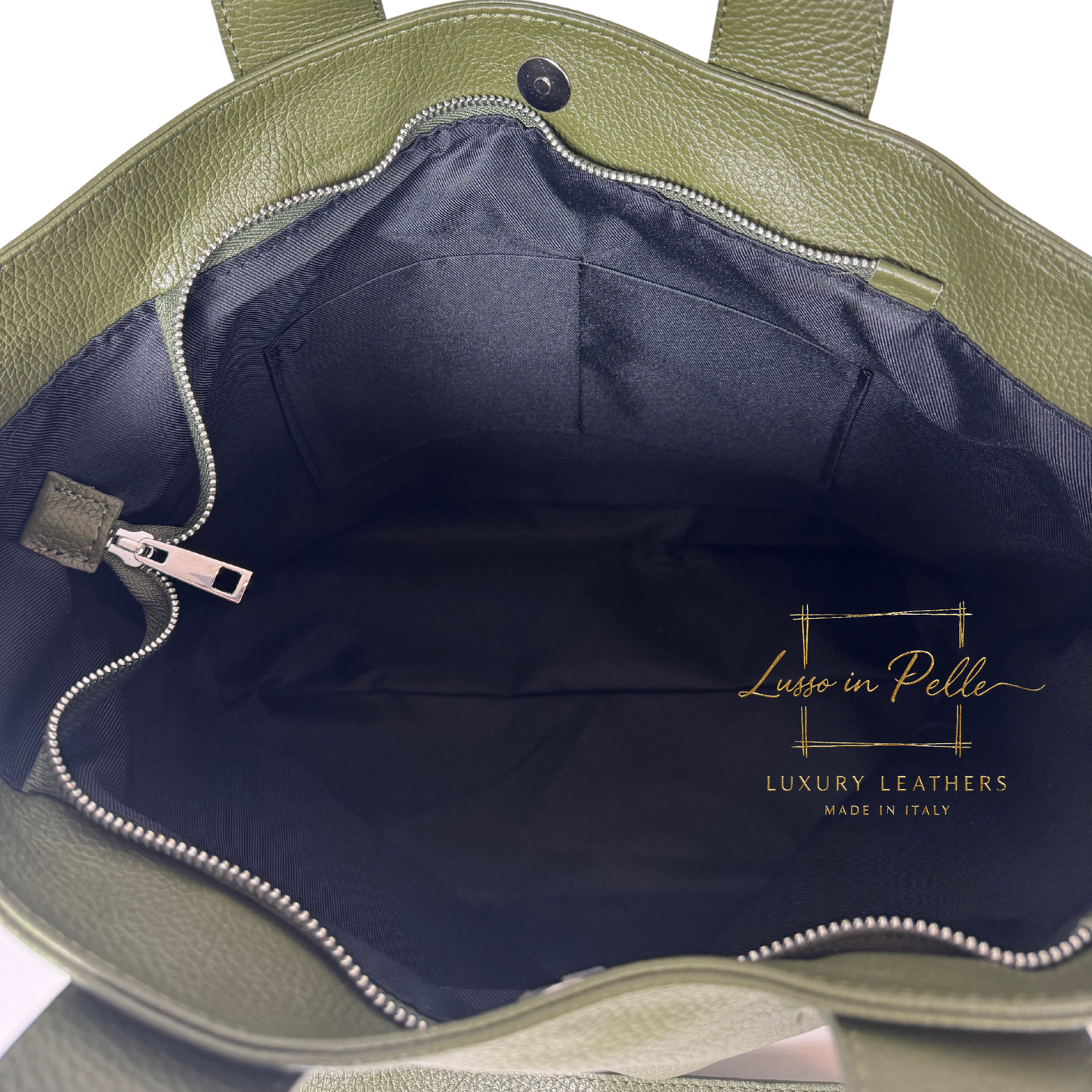 Large Grain Leather Tote Bag with Top Handle and Long Straps