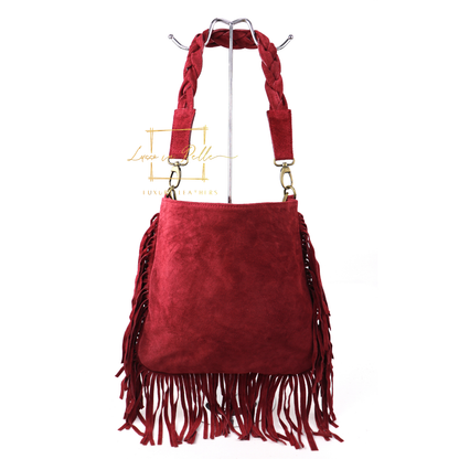 Marina Suede Shoulder & Crossbody Bag with Fringe