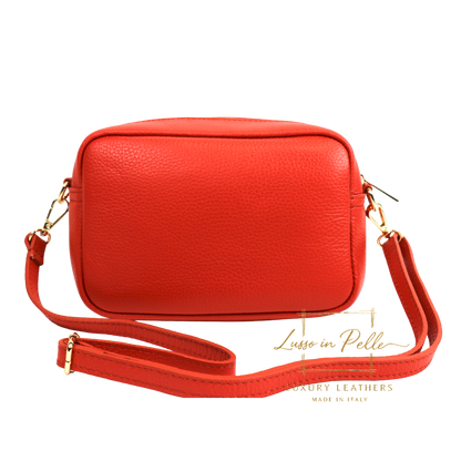 Double Zip Genuine Italian Leather Handbag