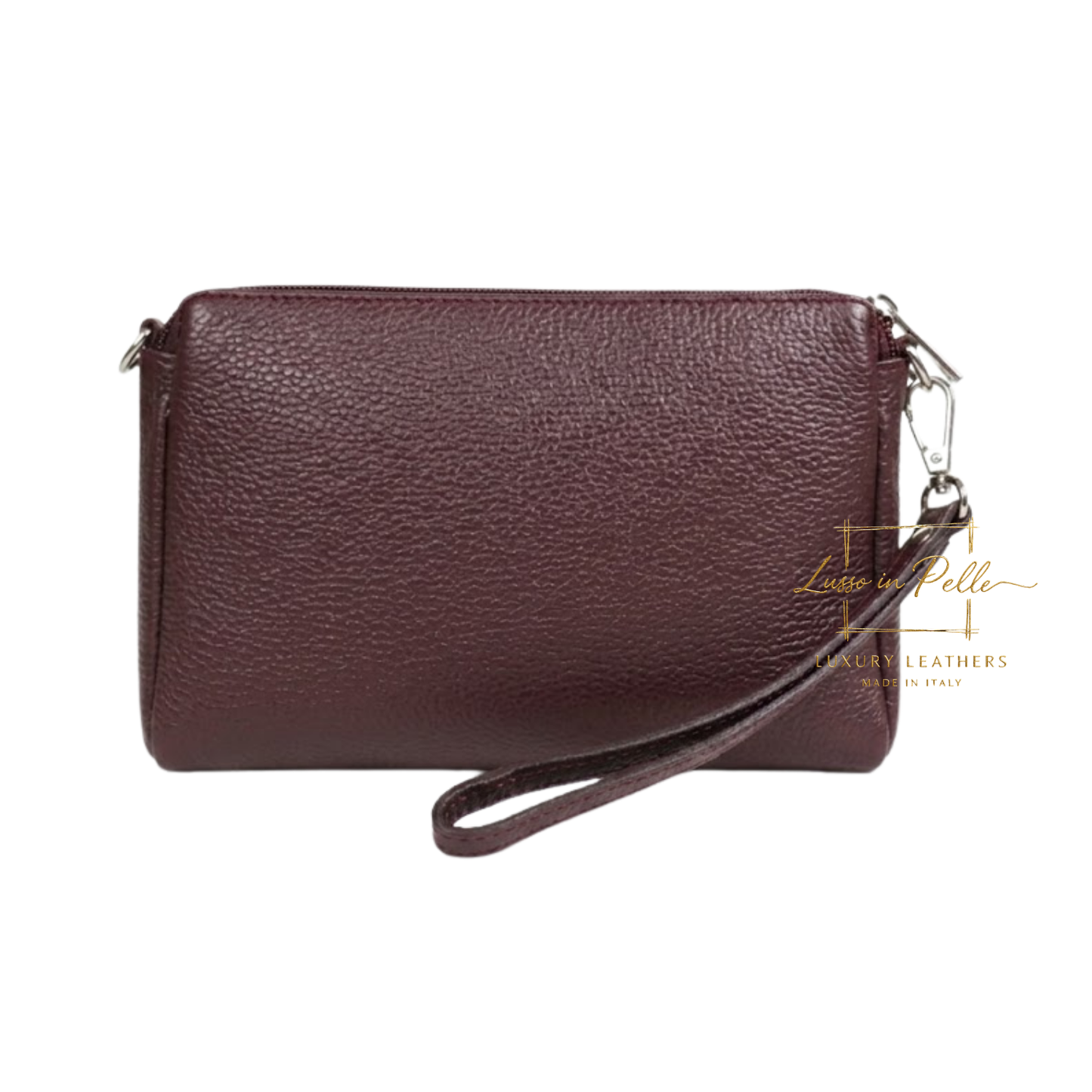 Italian Genuine Leather Multi Zip Crossbody Shoulder Bag