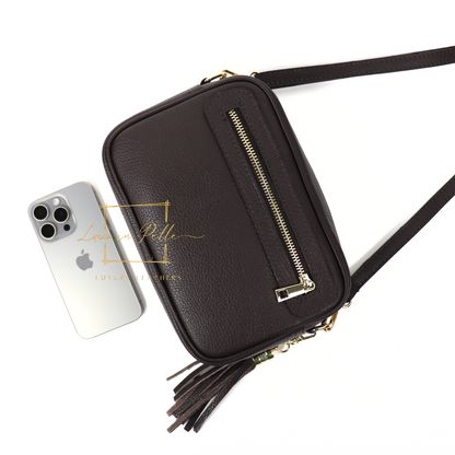Bella Genuine Italian Pebbled Leather Box Bag