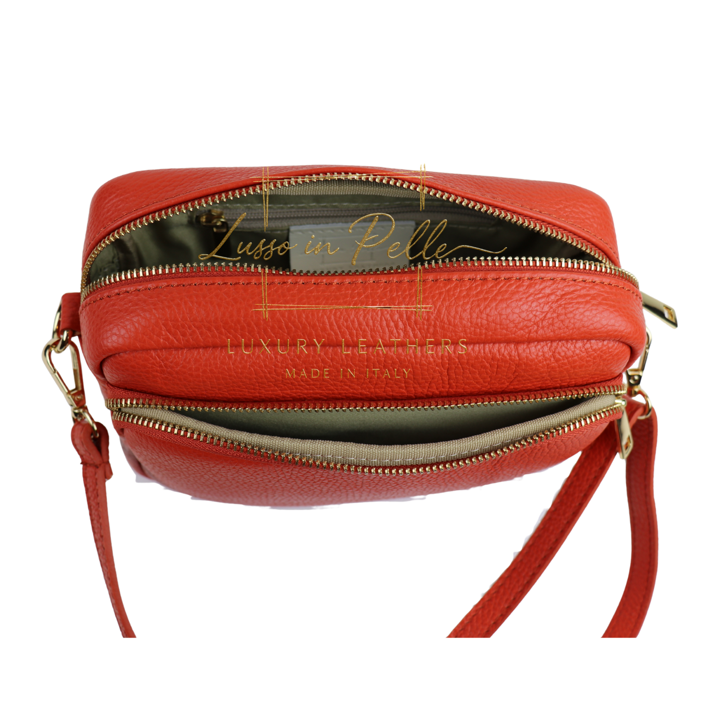 Double Zip Genuine Italian Leather Handbag