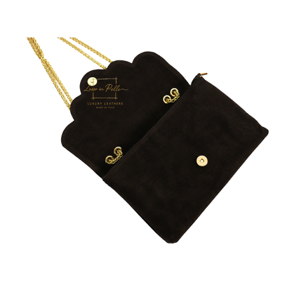 Italian Genuine Leather Scalloped Flap Chain Shoulder Bag
