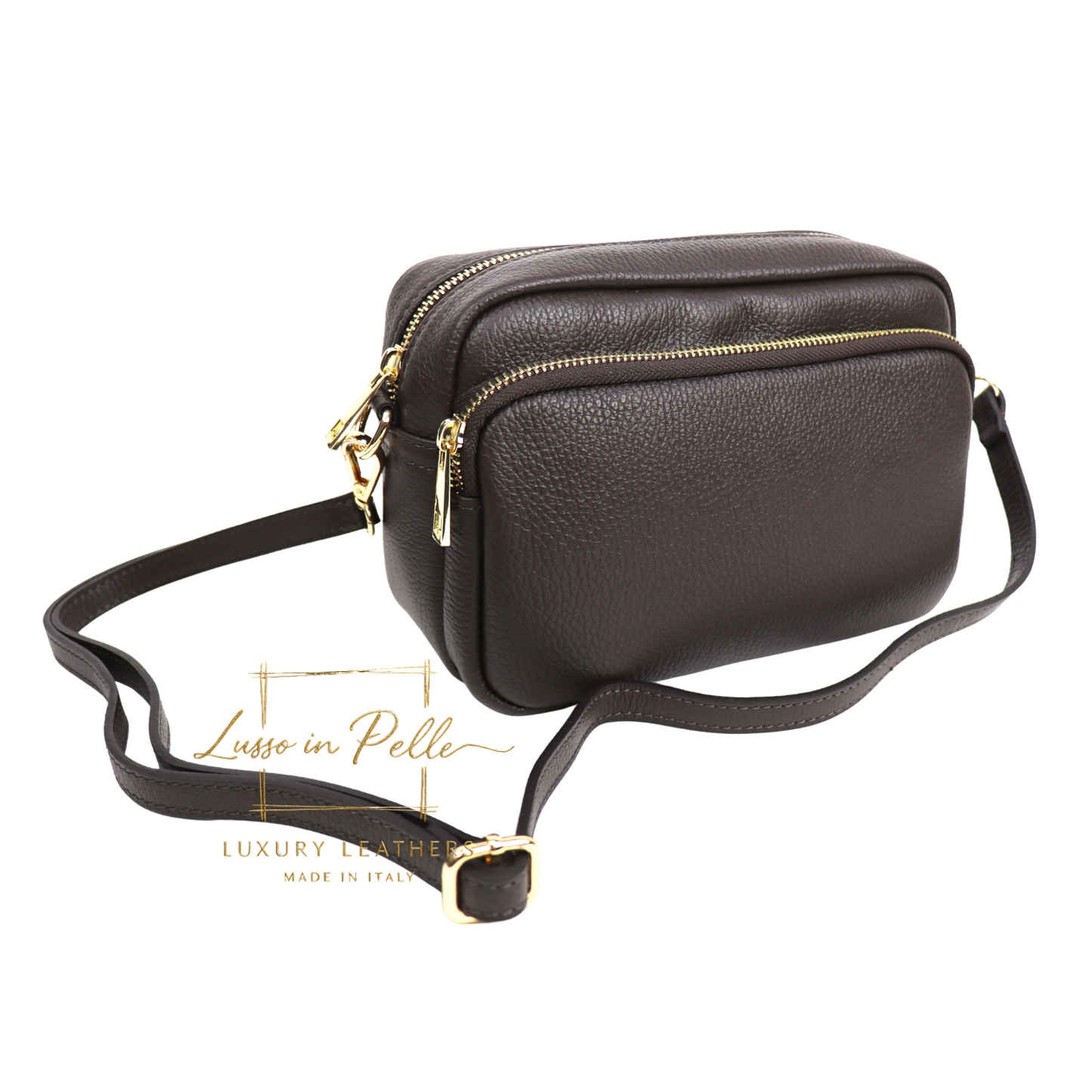 Double Zip Genuine Italian Leather Handbag