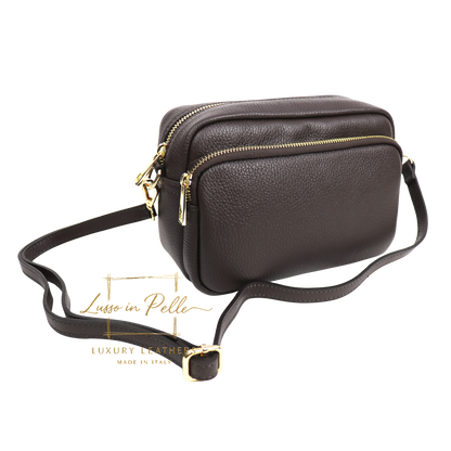 Double Zip Genuine Italian Leather Handbag