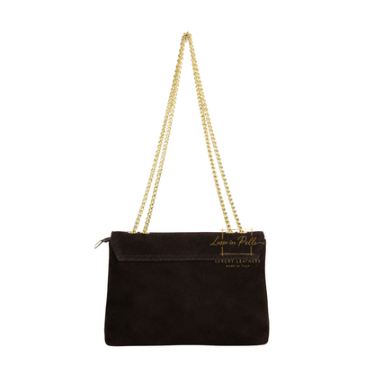 Italian Genuine Leather Scalloped Flap Chain Shoulder Bag