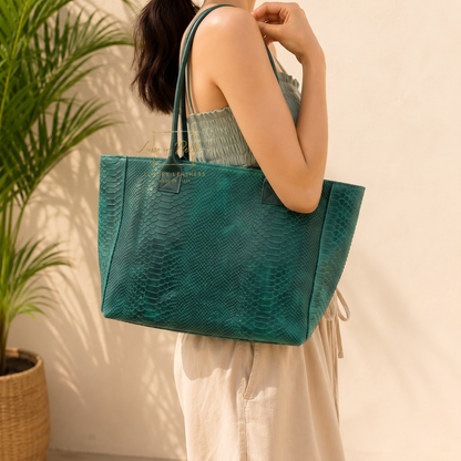 Suede Snake Print Two Style Large Shopper Bag