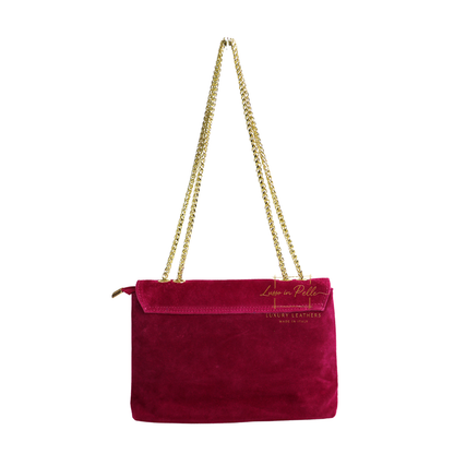 Italian Genuine Leather Scalloped Flap Chain Shoulder Bag