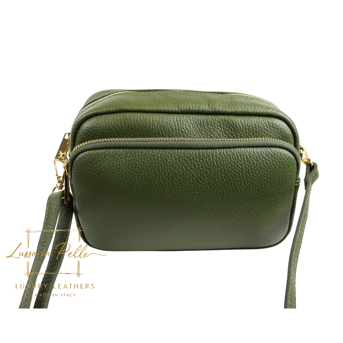Double Zip Genuine Italian Leather Handbag