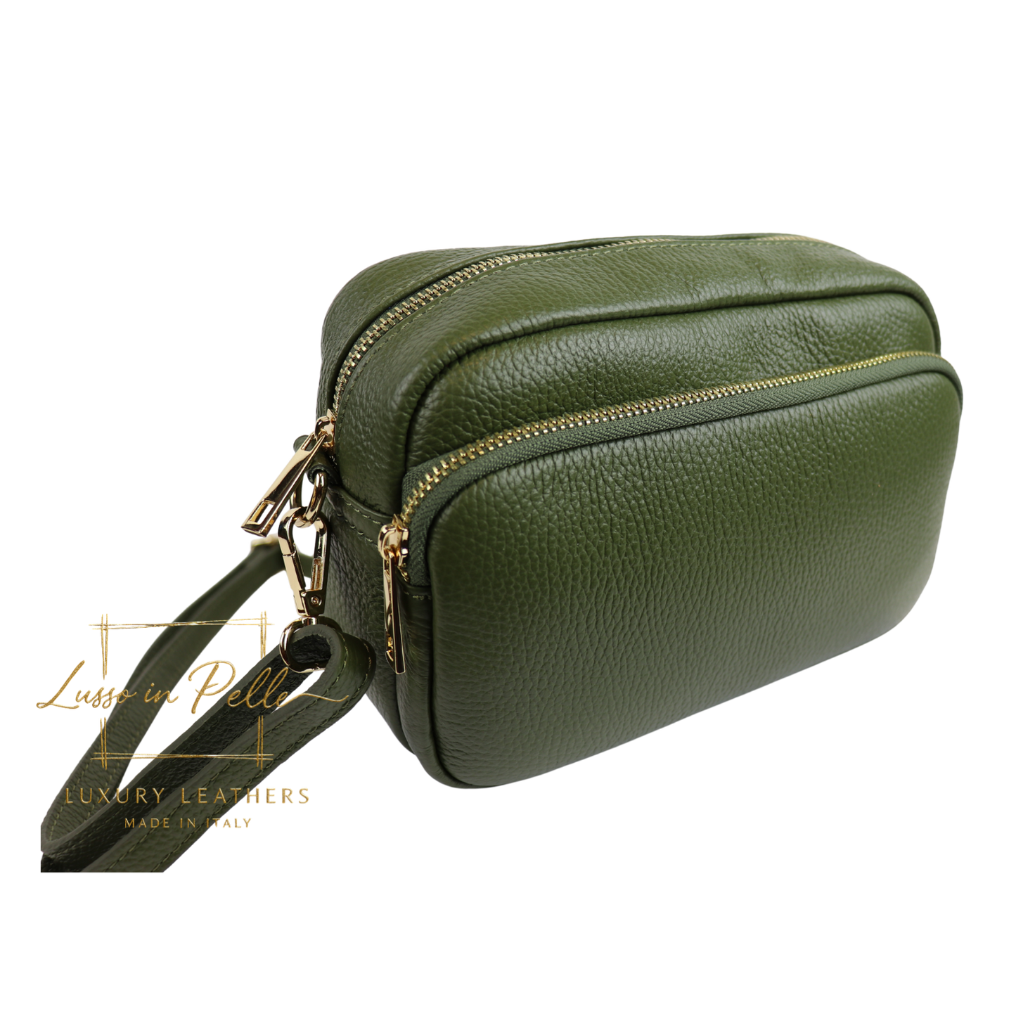 Double Zip Genuine Italian Leather Handbag