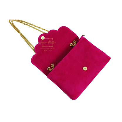 Italian Genuine Leather Scalloped Flap Chain Shoulder Bag