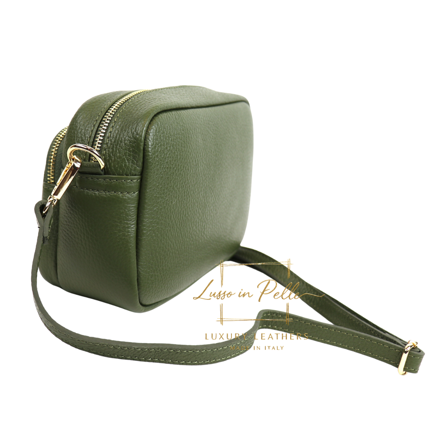 Double Zip Genuine Italian Leather Handbag
