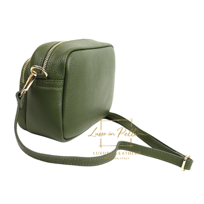 Double Zip Genuine Italian Leather Handbag