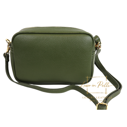 Double Zip Genuine Italian Leather Handbag