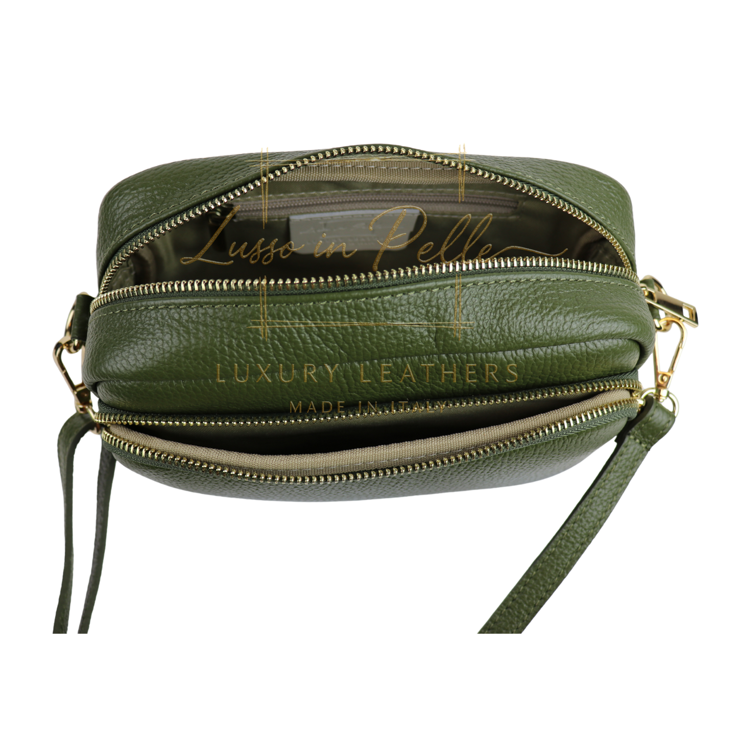 Double Zip Genuine Italian Leather Handbag