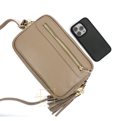 Bella Genuine Italian Pebbled Leather Box Bag