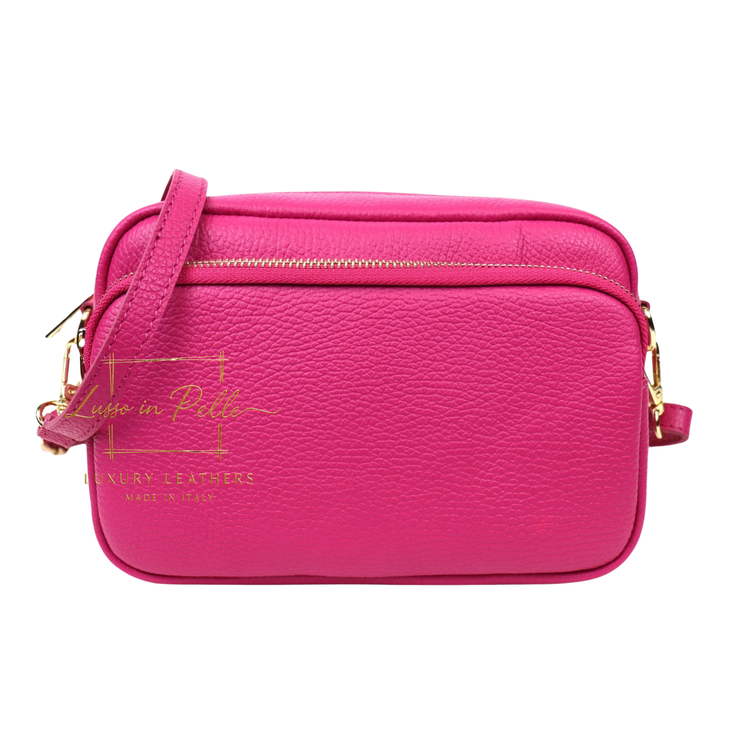 Double Zip Genuine Italian Leather Handbag