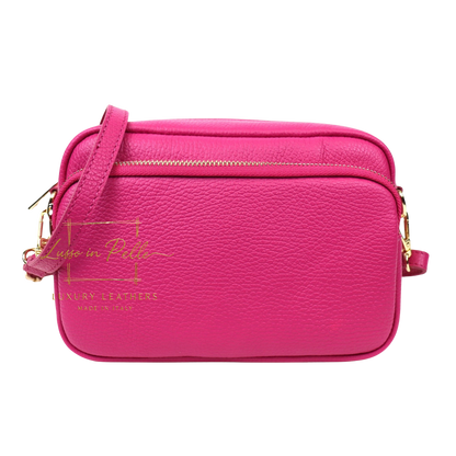Double Zip Genuine Italian Leather Handbag