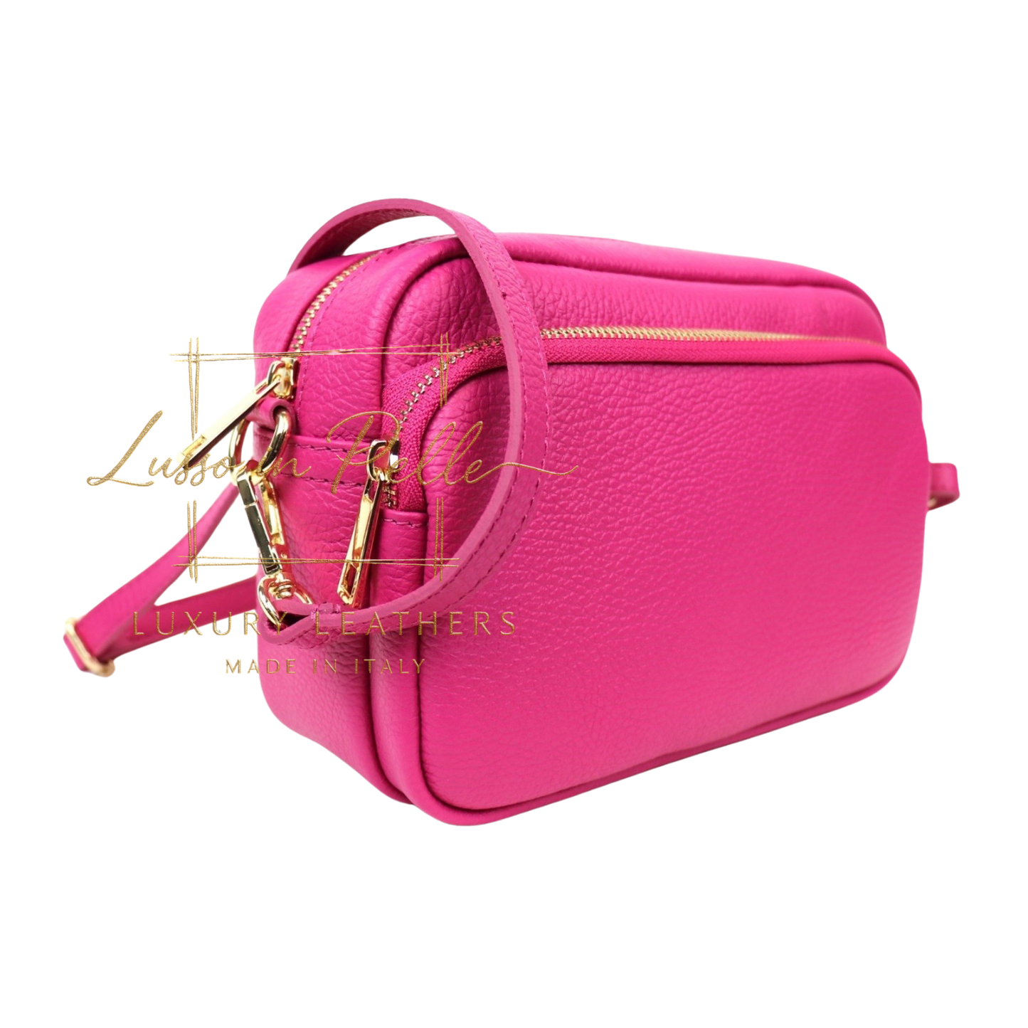 Double Zip Genuine Italian Leather Handbag