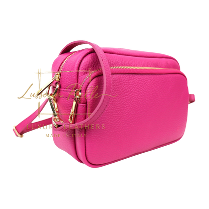 Double Zip Genuine Italian Leather Handbag