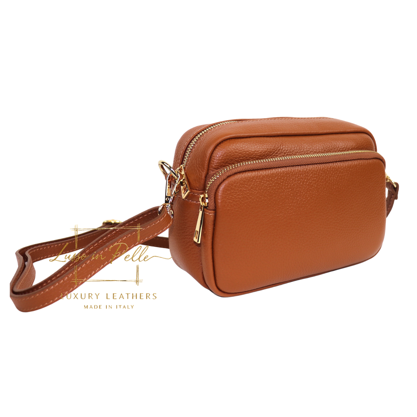 Double Zip Genuine Italian Leather Handbag