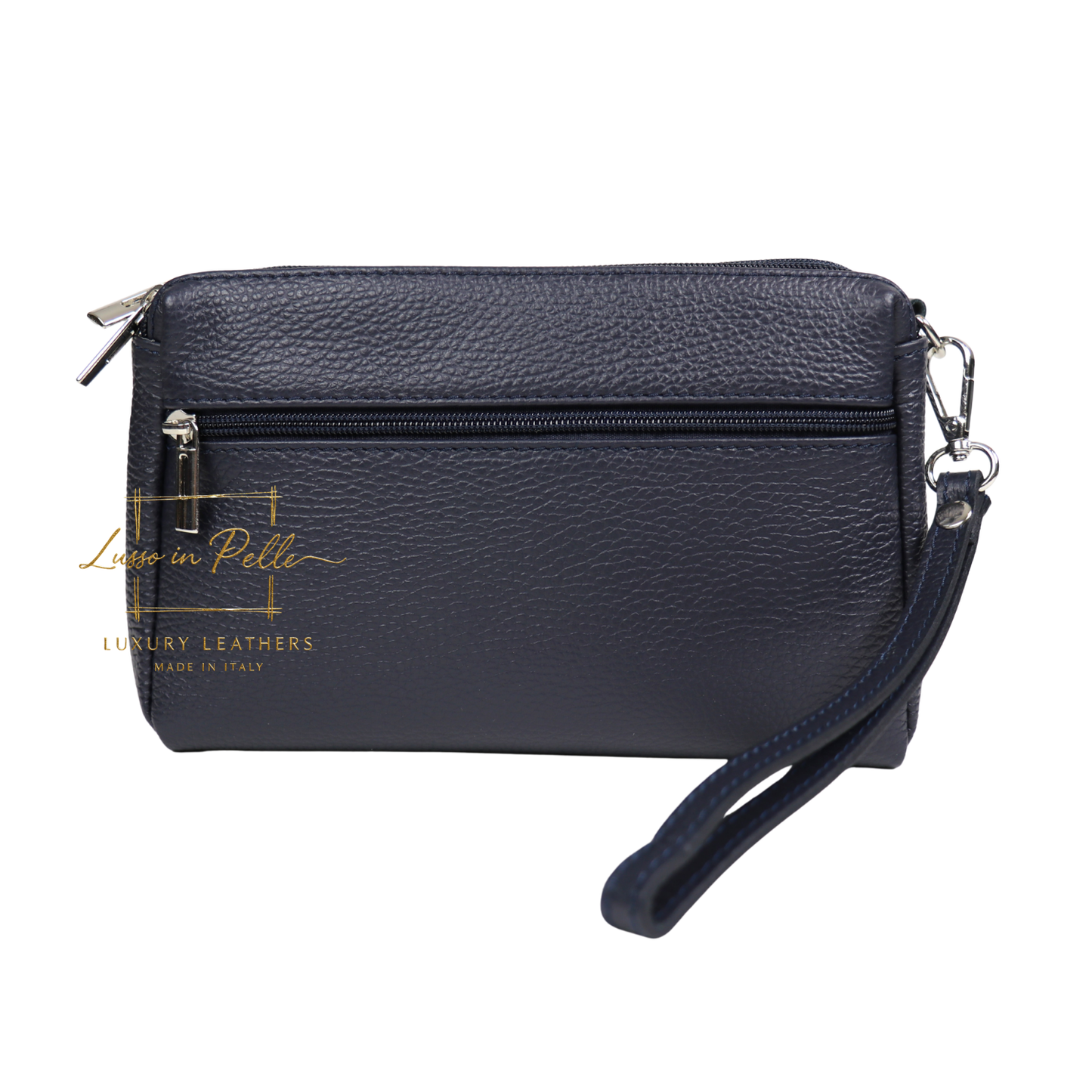 Italian Genuine Leather Multi Zip Crossbody Shoulder Bag