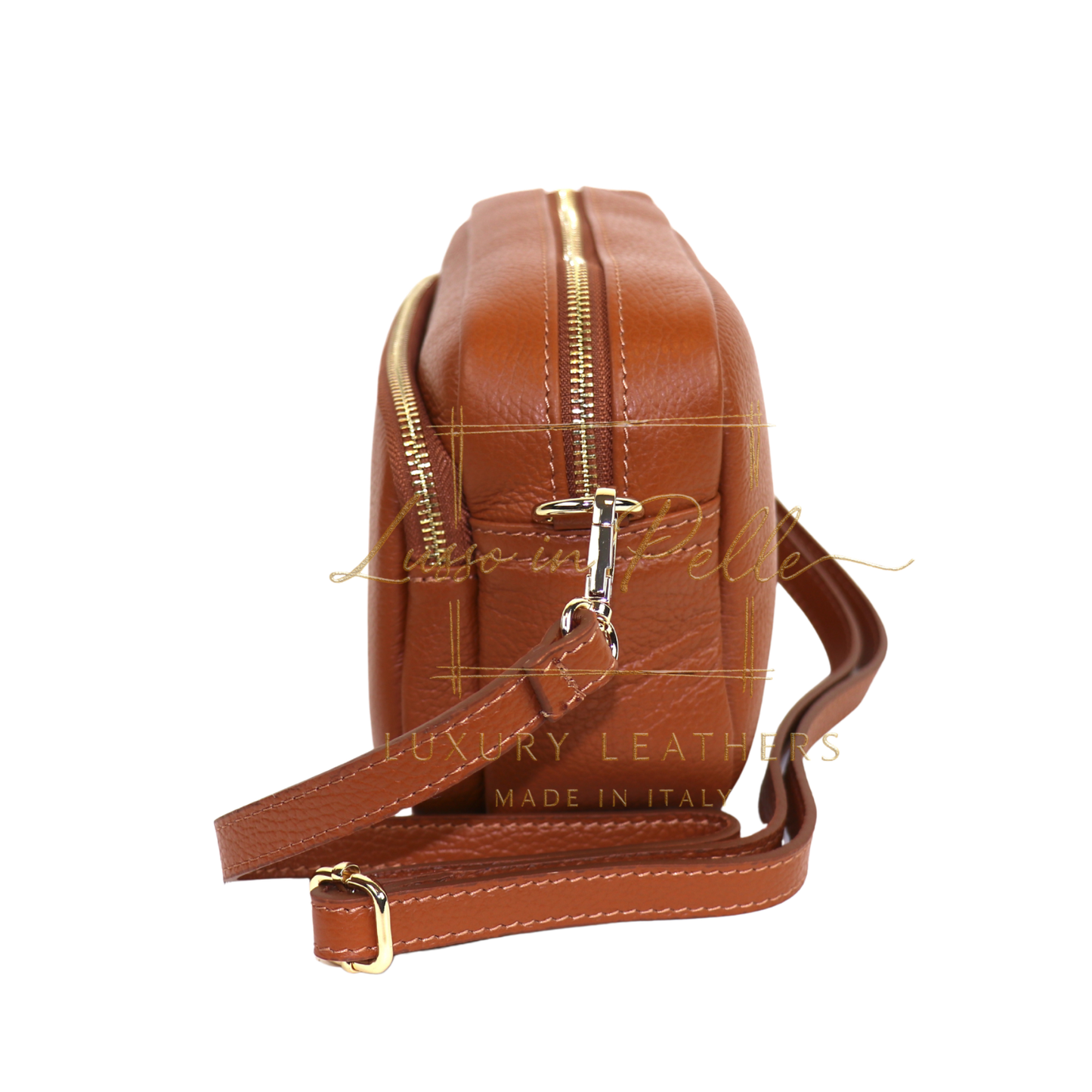 Double Zip Genuine Italian Leather Handbag