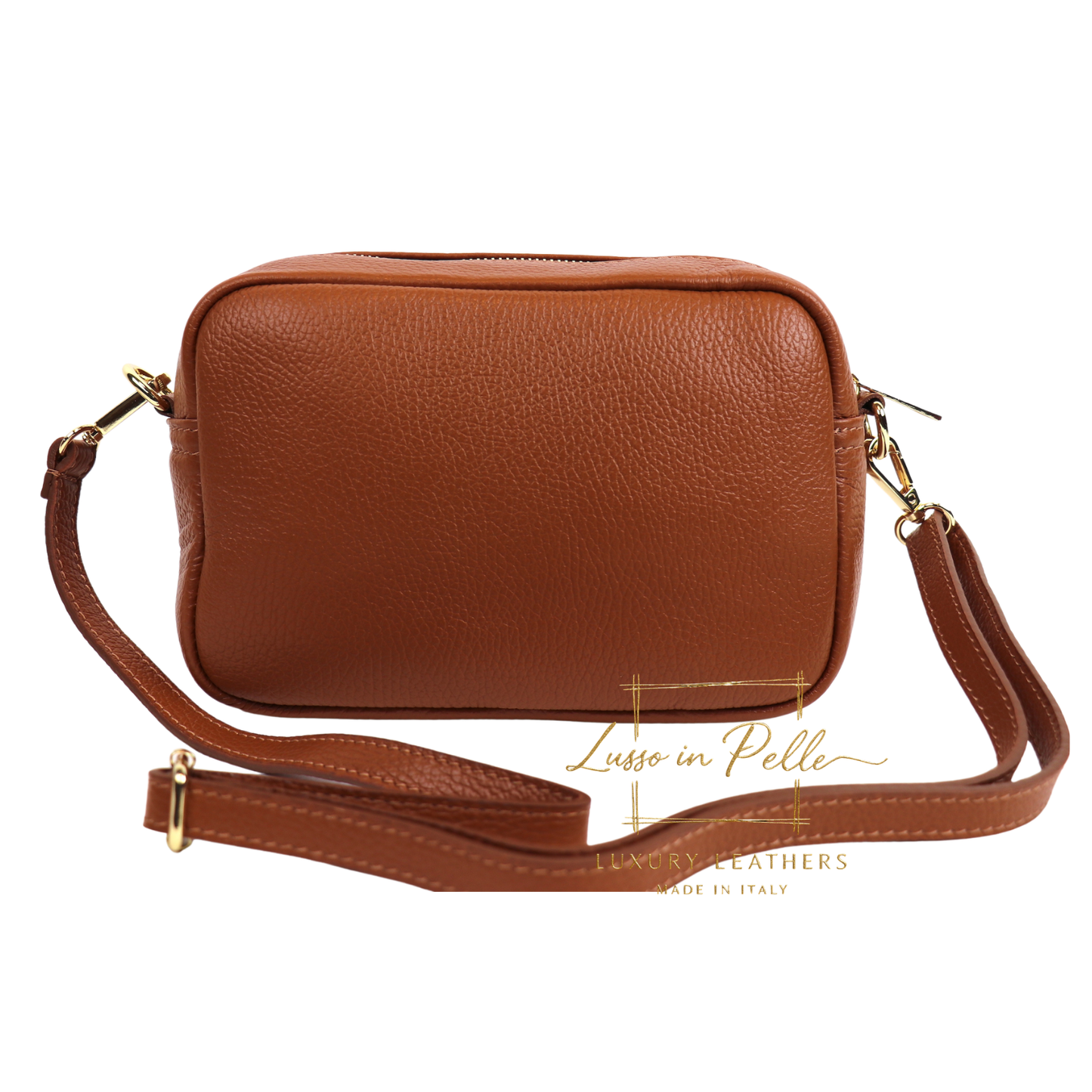 Double Zip Genuine Italian Leather Handbag