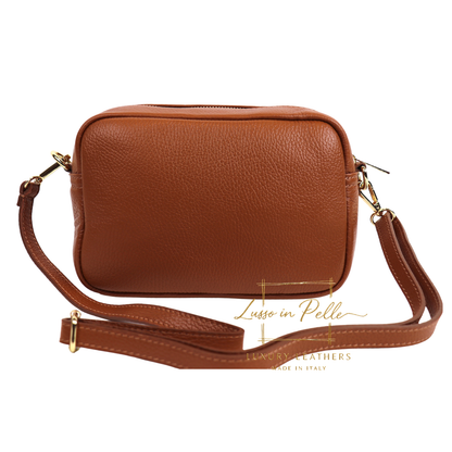 Double Zip Genuine Italian Leather Handbag