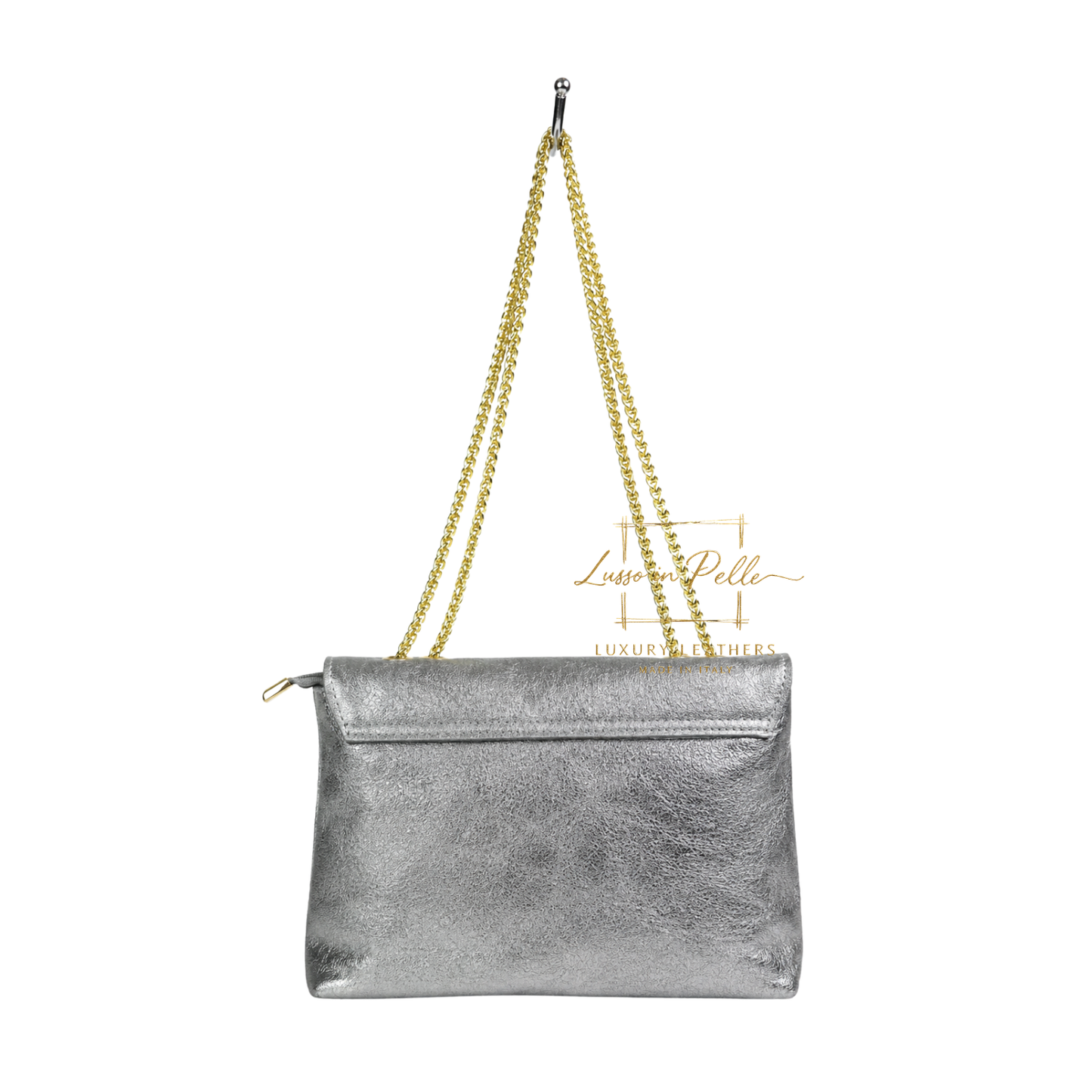 Italian Genuine Leather Scalloped Flap Chain Shoulder Bag