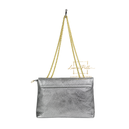 Italian Genuine Leather Scalloped Flap Chain Shoulder Bag