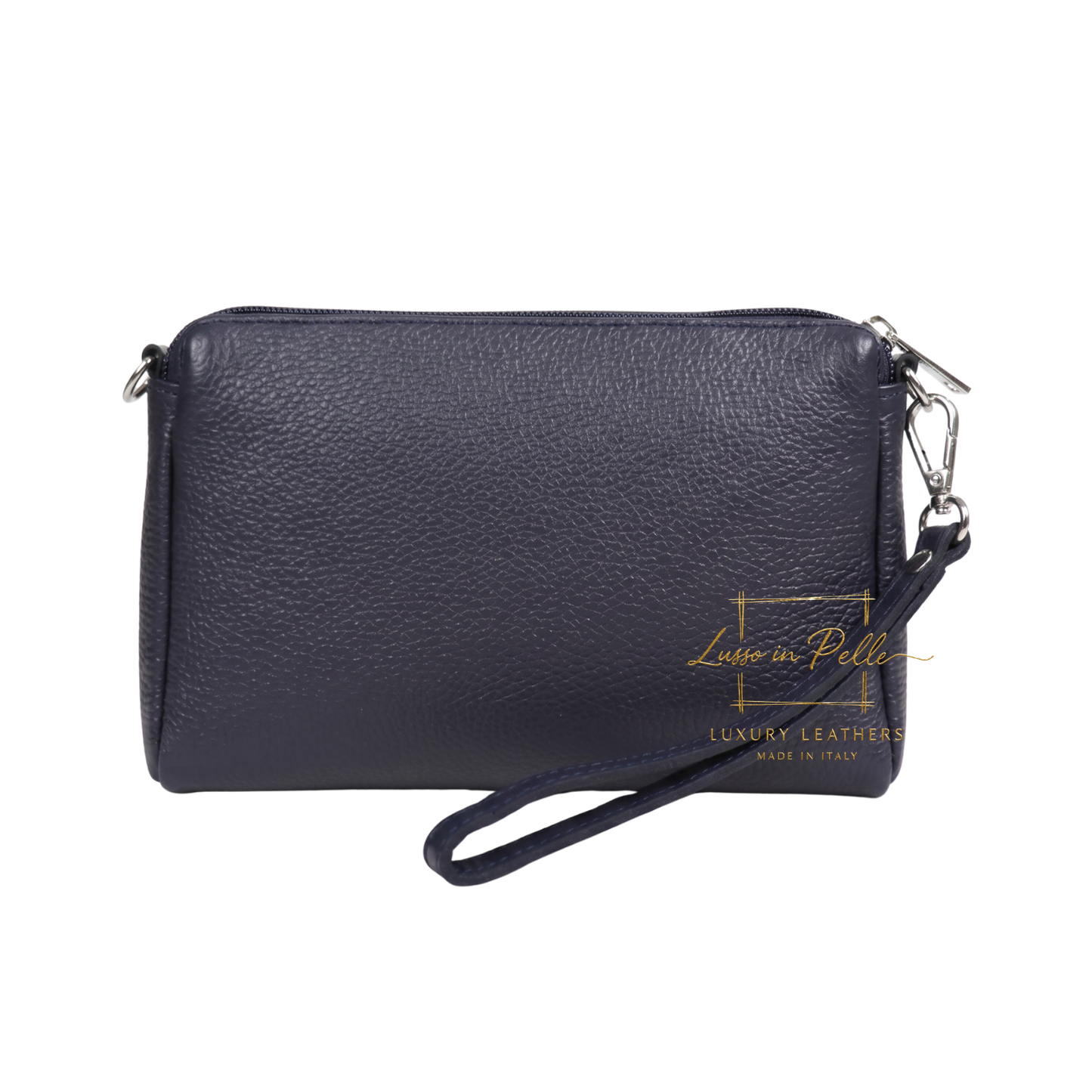 Italian Genuine Leather Multi Zip Crossbody Shoulder Bag