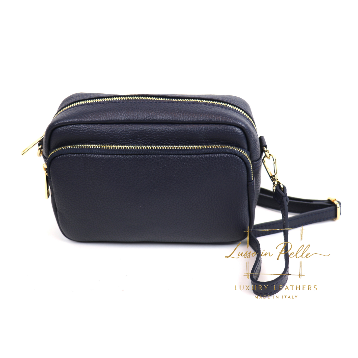 Double Zip Genuine Italian Leather Handbag