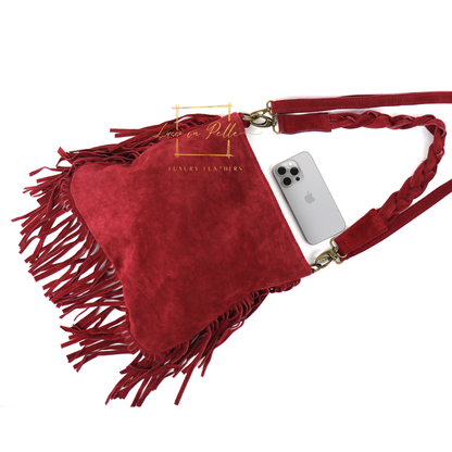 Marina Suede Shoulder & Crossbody Bag with Fringe