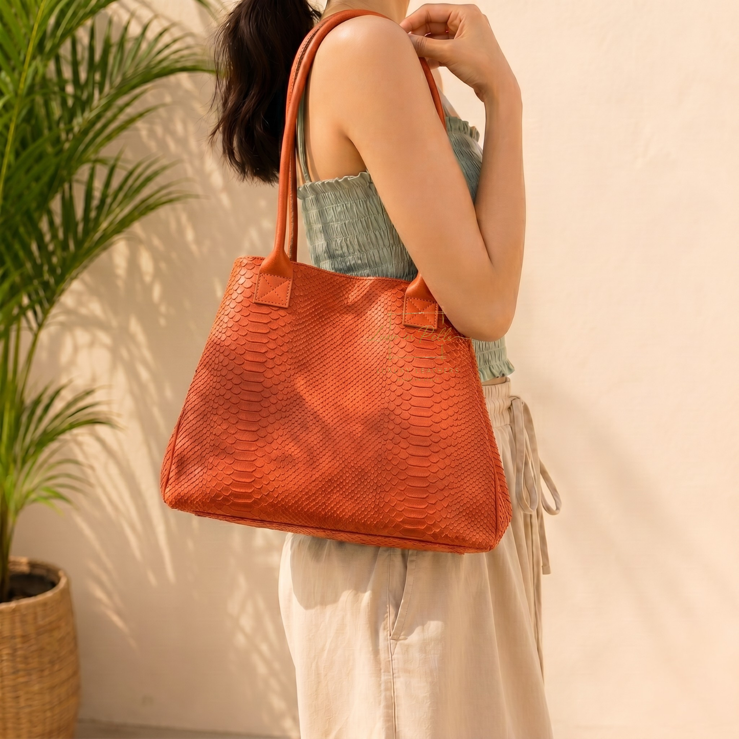 Suede Snake Print Two Style Large Shopper Bag