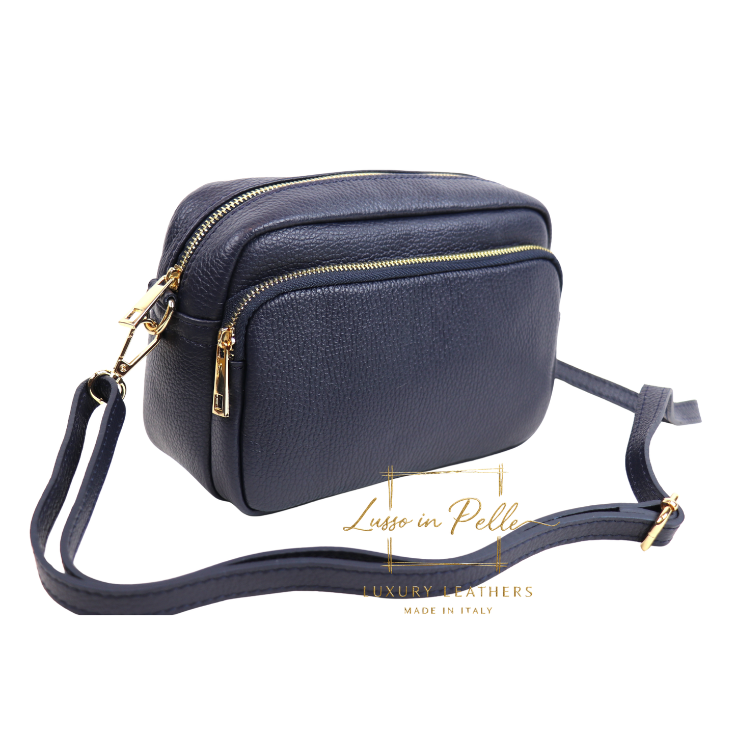 Double Zip Genuine Italian Leather Handbag