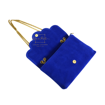 Italian Genuine Leather Scalloped Flap Chain Shoulder Bag