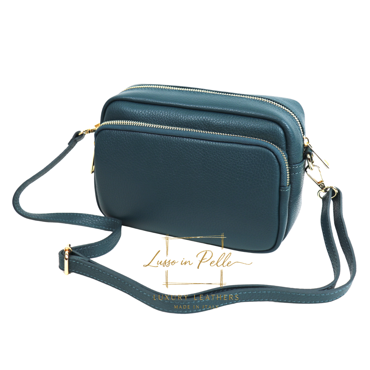 Double Zip Genuine Italian Leather Handbag