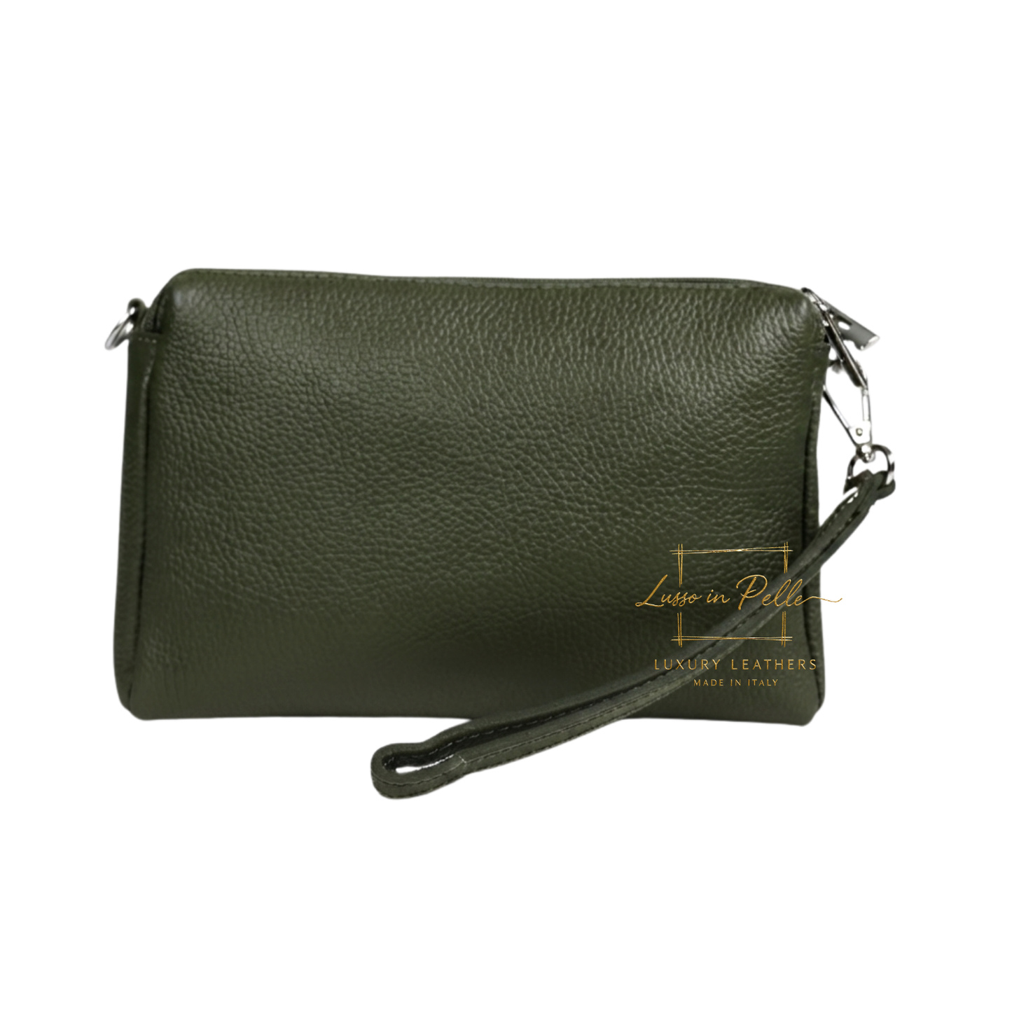 Italian Genuine Leather Multi Zip Crossbody Shoulder Bag