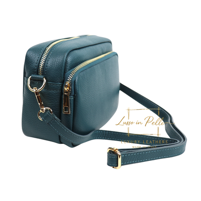 Double Zip Genuine Italian Leather Handbag
