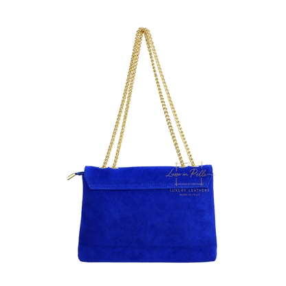 Italian Genuine Leather Scalloped Flap Chain Shoulder Bag