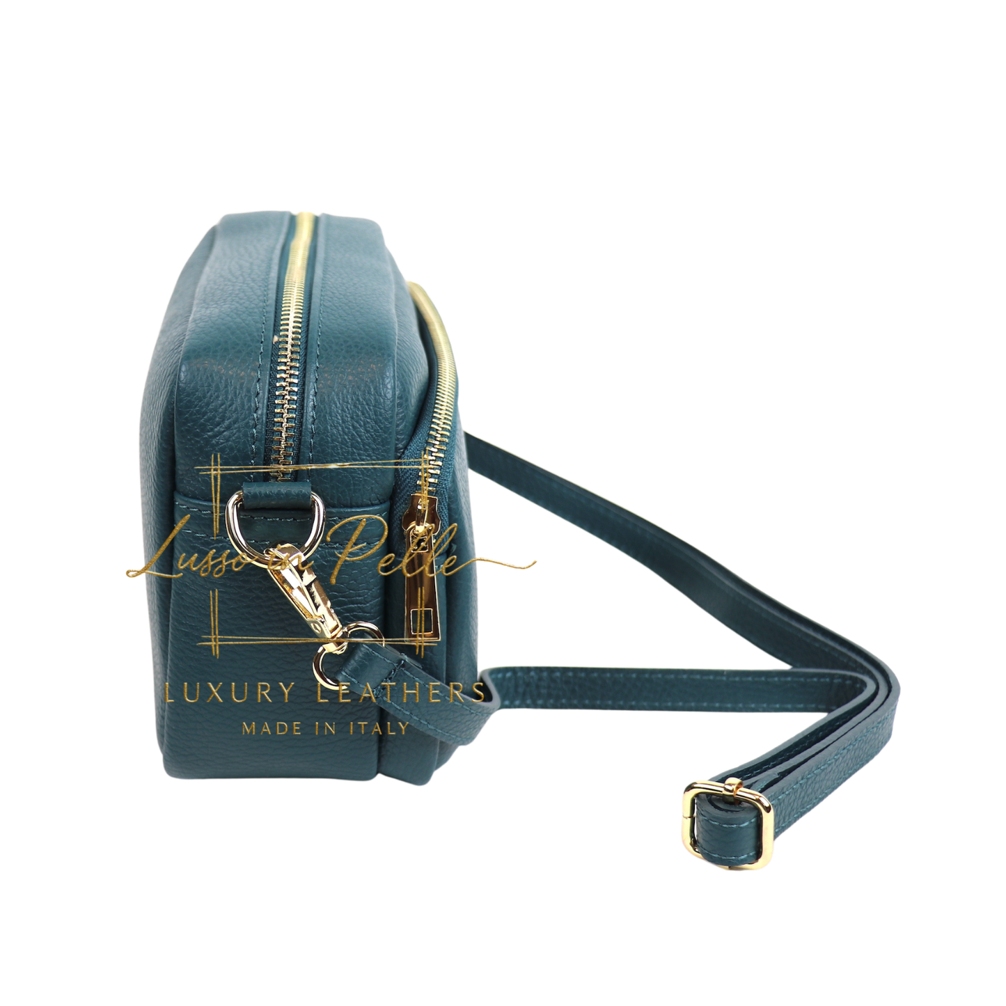 Double Zip Genuine Italian Leather Handbag